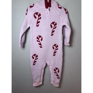Sammy & Nat Pink Candy Cane Kids sweater One Piece 6-12 Months NWT